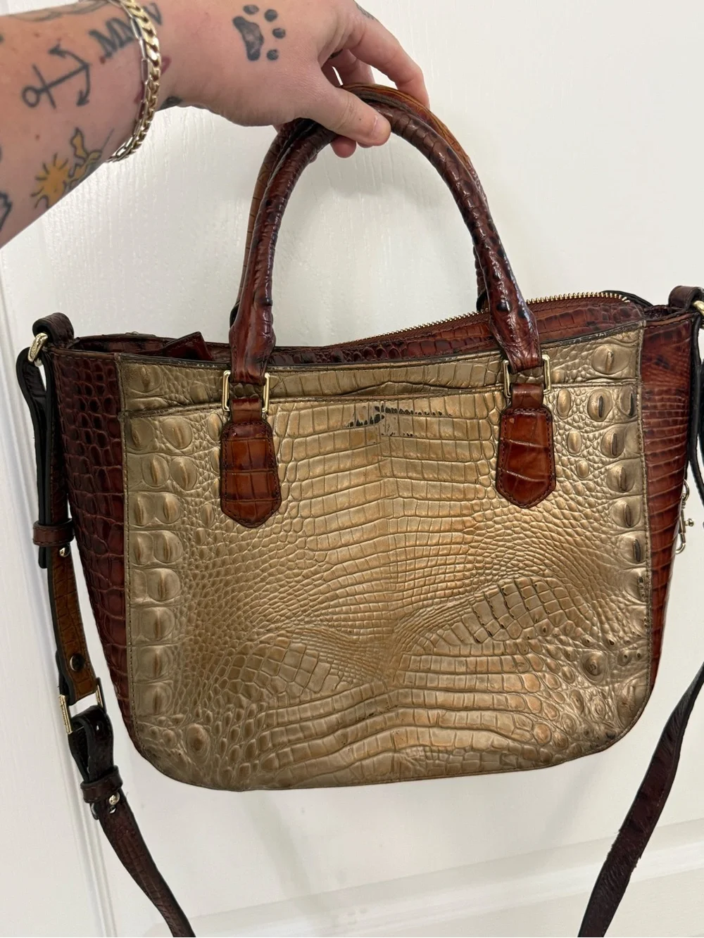 BRAHMIN Medium Lena Rose Gold Provence Handbag
